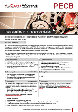 IATF 16949 Automotive Quality Management System Training-Brochure