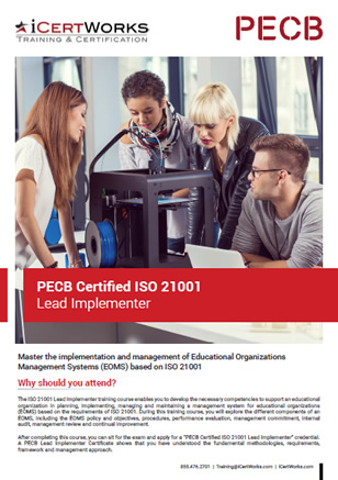 ISO 21001 Educational Organizations Management Systems Lead Implementer Training Course-Brochure