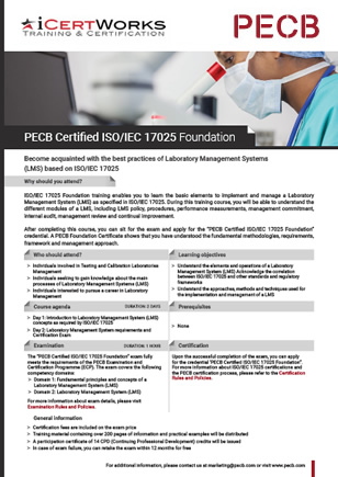 ISO/IEC 17025 Laboratory Management System Training Foundation-Brochure