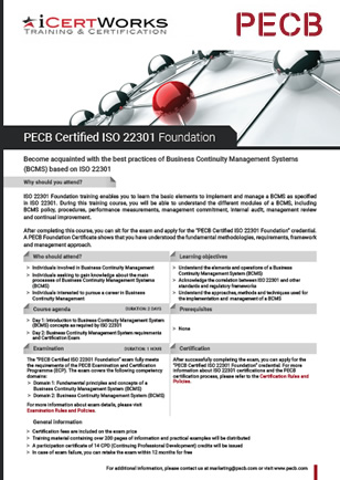 Fundación de Sistemas de Gestión de Continuidad del Negocio ISO 22301-Folleto