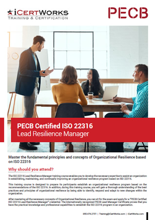 ISO 22316 Organizational Resilience Lead Resilience Manager Training-Brochure