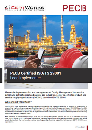 ISO/TS 29001 Oil and Gas Quality Management Systems Training-Brochure