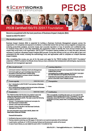 ISO 22317 Business Impact Analysis Foundation-Brochure